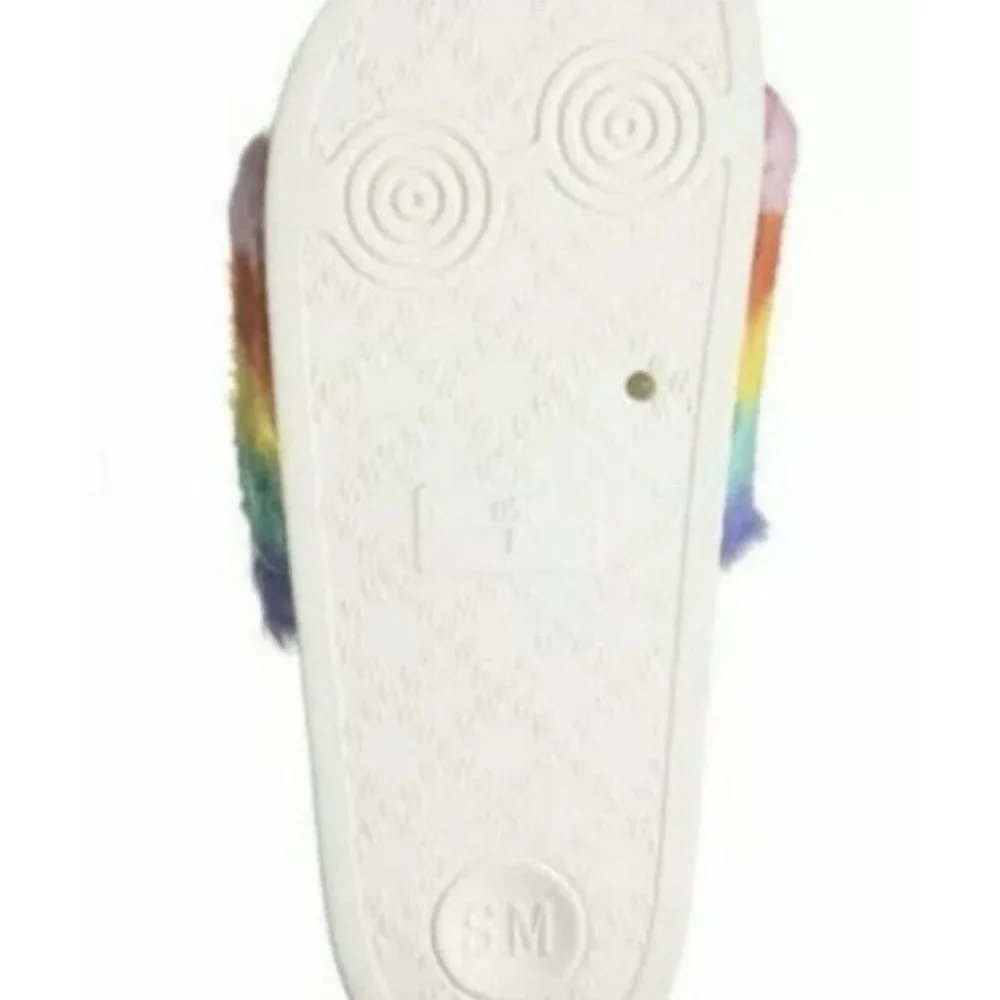 Steve Madden Rainbow Girls Kids Faux Fur Slippers Sandals Slides Size 4 New